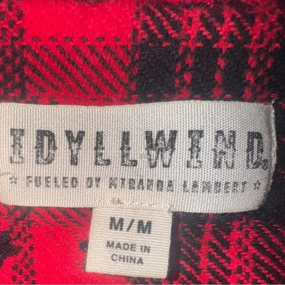 Idyllwind Red & Black Plaid Pearl Snap Shirt With Stars - Picture 3 of 5